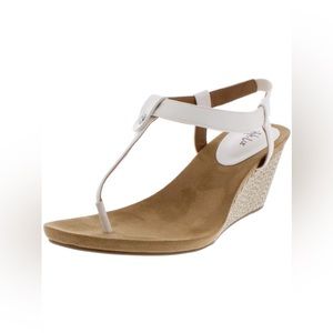 Style & Co Mariella Open Toe Casual White Slingback Wedge Sandals 7.5